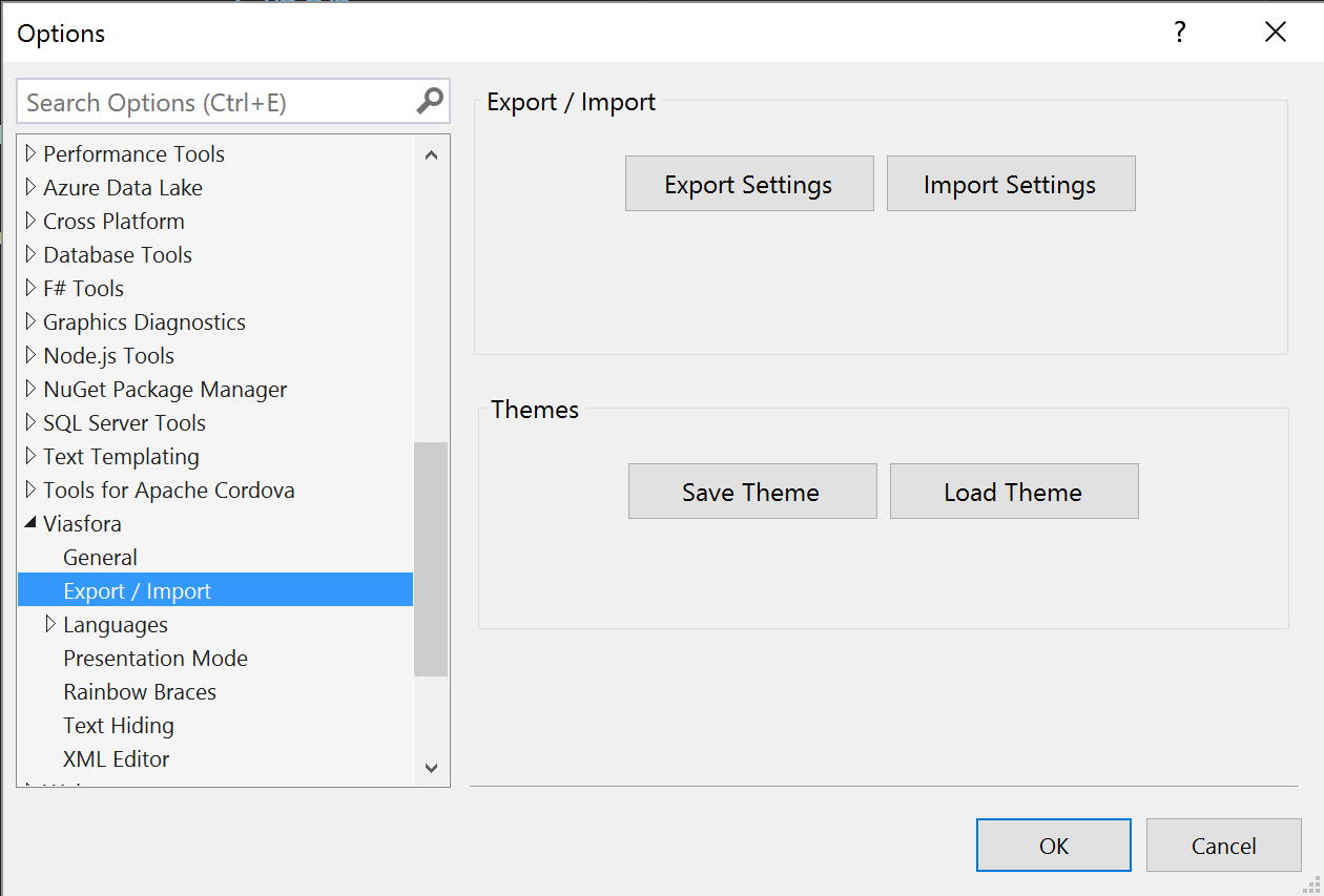 Import / Export settings